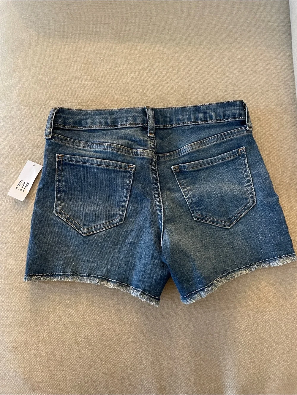 GAP Girls' Distressed Hem Denim Shorts - Blue